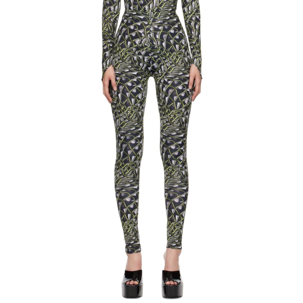MAISIE WILEN Black & Green Body Shop Leggings Meteorite Lime XS